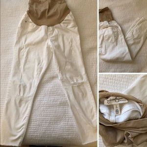 Jessica Simpson white distressed maternity jeans